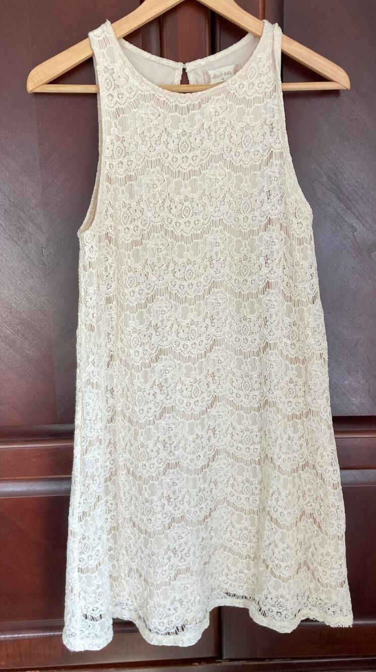 Altar'd State- Boho Indie Sleaze Festival Cream Sleeveless Lace Mini Dress -M